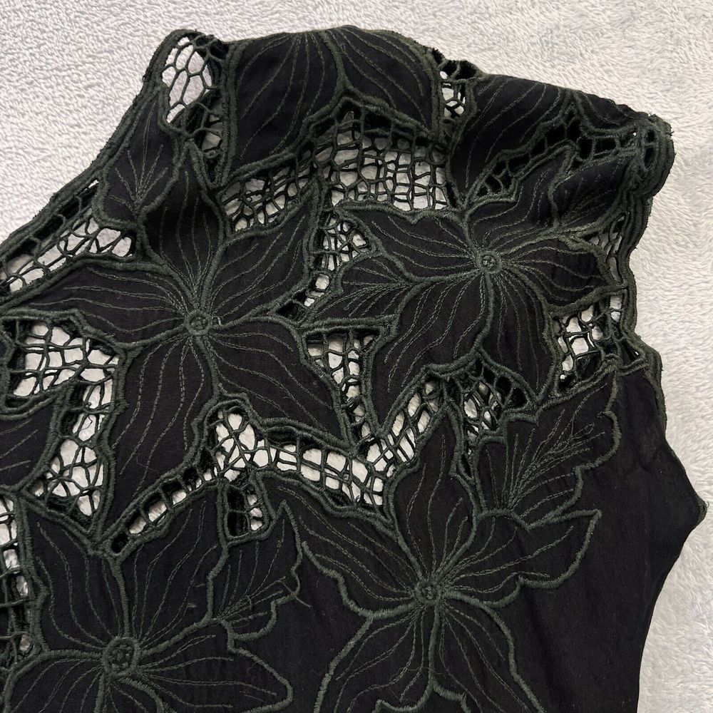 USINDO 100% Rayon Black Hand Made Embroderiod Neck Line Midi Skirt Size‎ Medium - Picture 7 of 9
